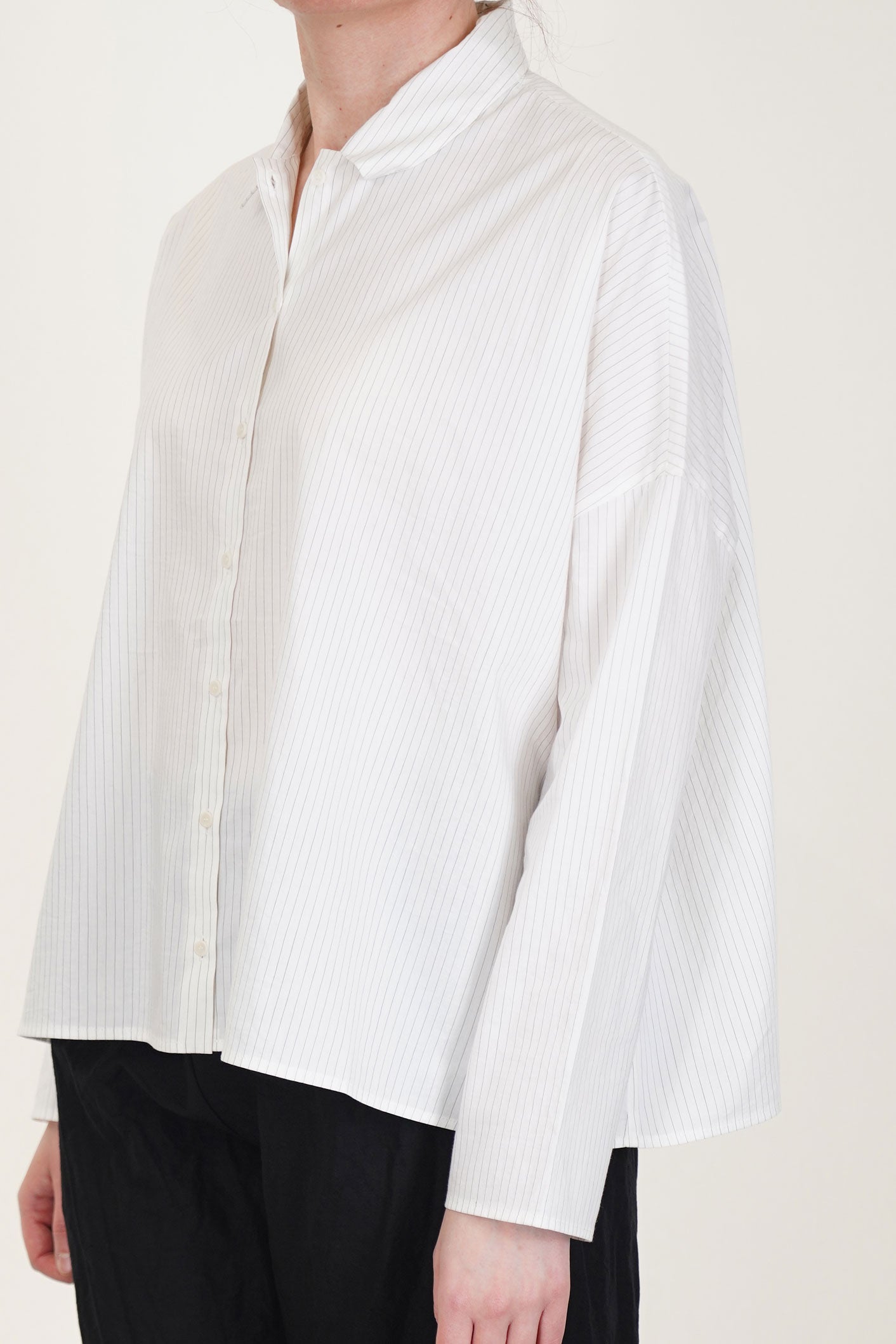 shirt cotton silk stripes meringue