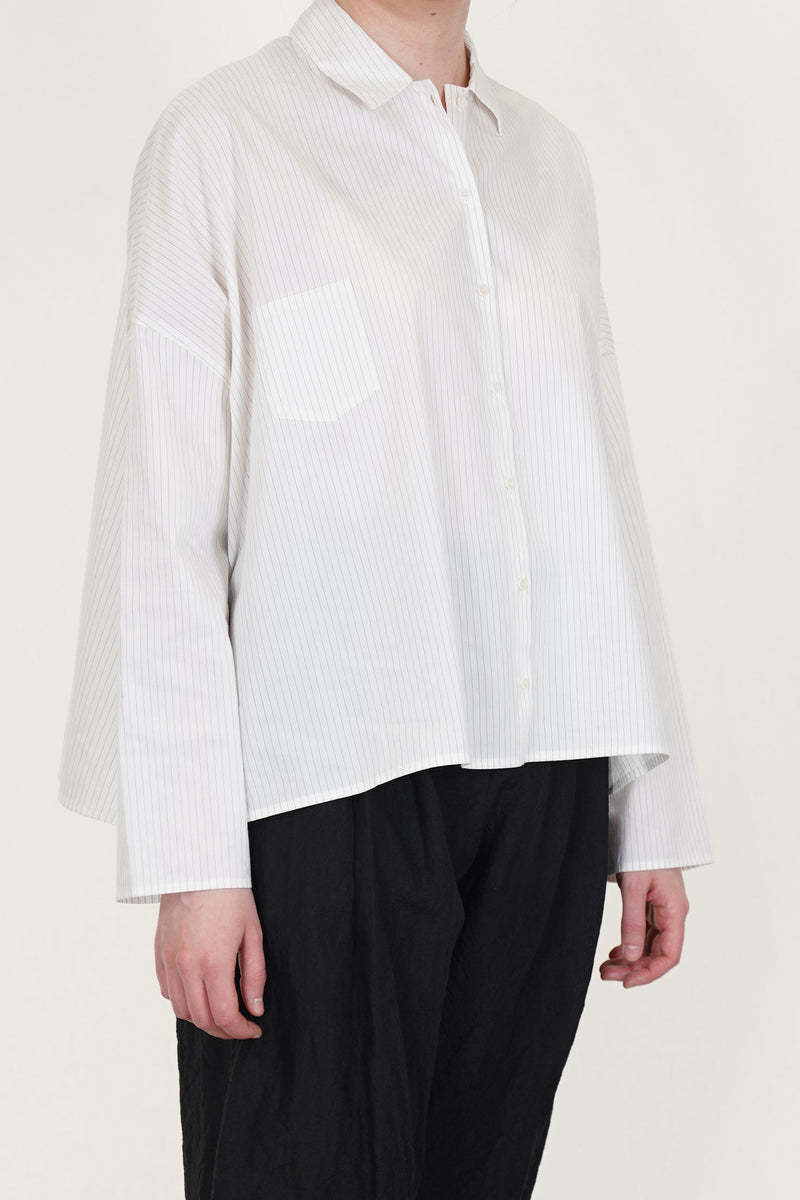 shirt cotton silk stripes meringue