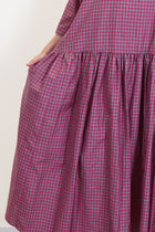 apuntob (a.b) dress raspberry gathered material along the waistline and pleated details at the skirt