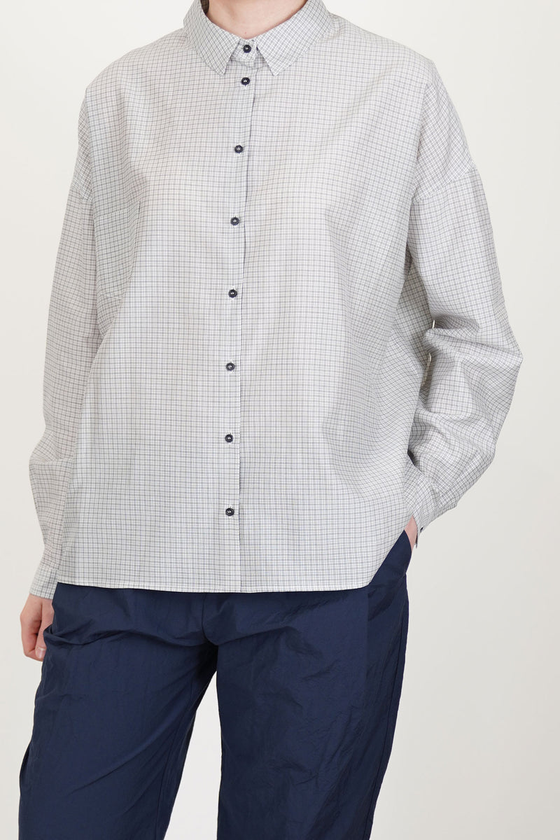 shirt cotton silk check black p1929/971