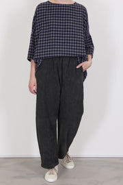 apuntob (a.b) trousers cord stone  worn with apuntob shirt cashmere stone blue check