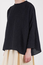 linen wool shirt anthracite black check p2017/ts905