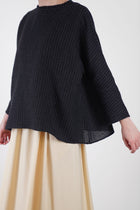 linen wool shirt anthracite black check p2017/ts905