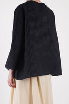 linen wool shirt anthracite black check p2017/ts905