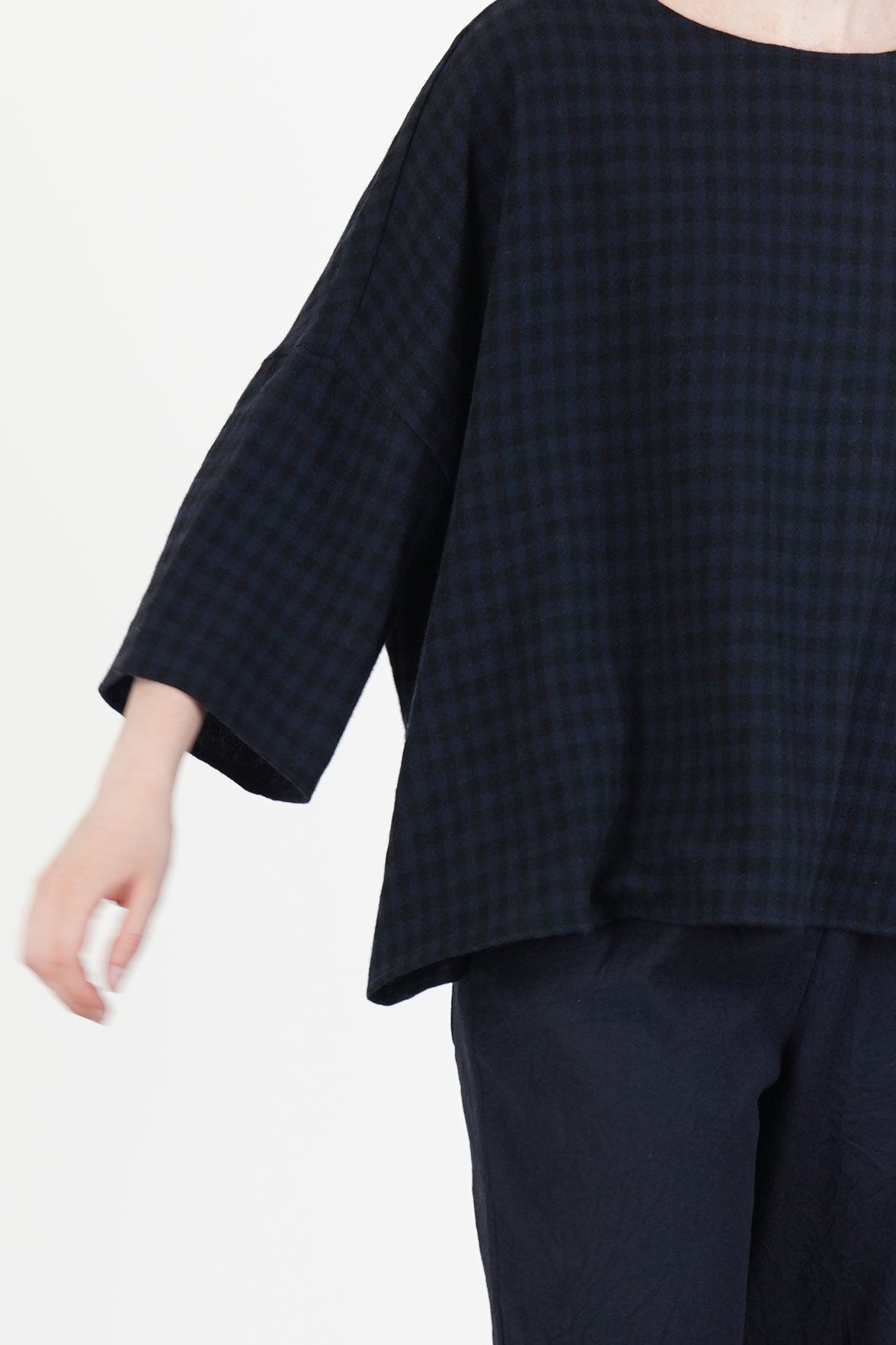 shirt virgin wool black night check p2038/ts1009