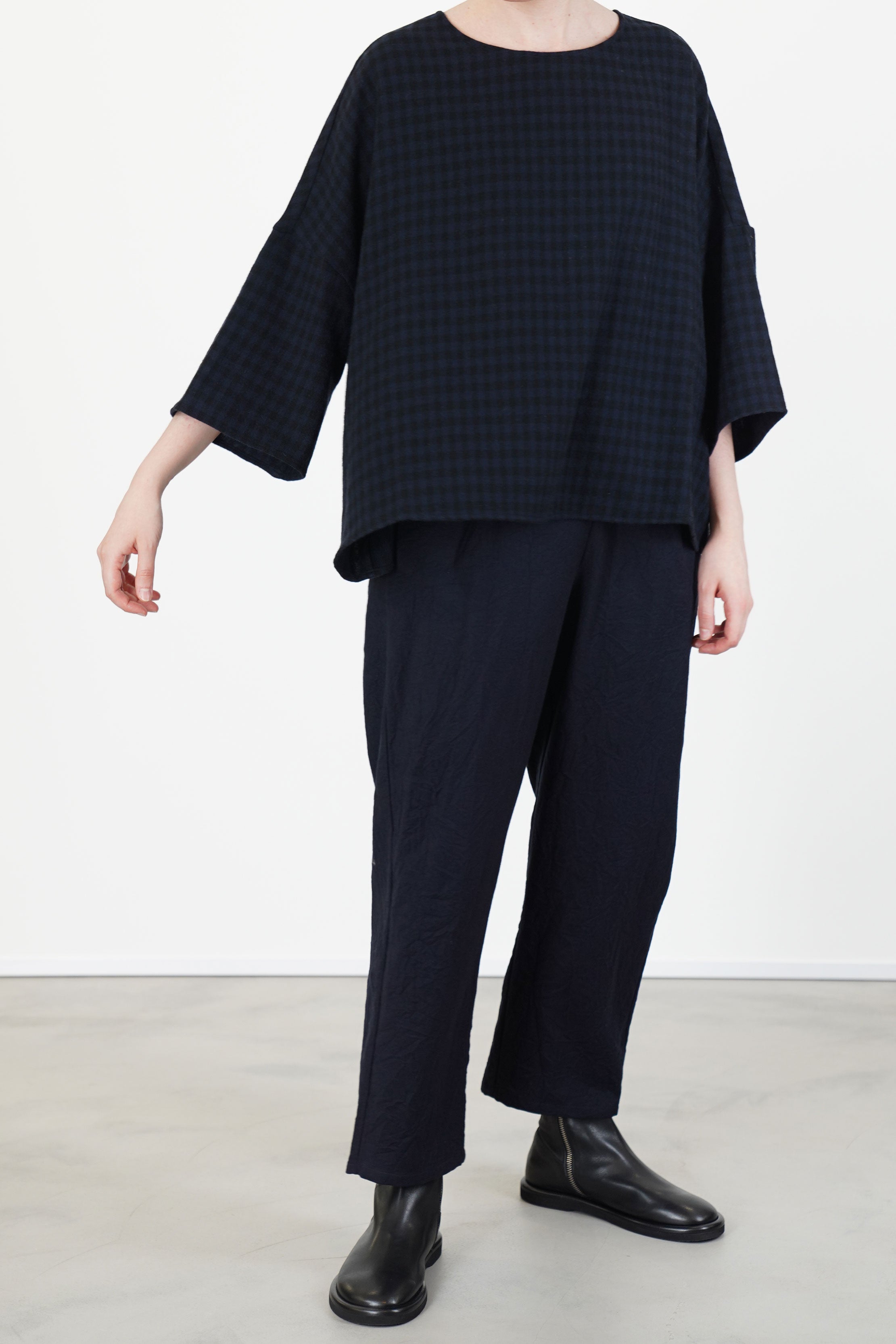 shirt virgin wool black night check p2038/ts1009