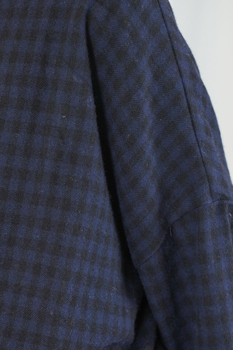 shirt virgin wool black night check p2038/ts1009