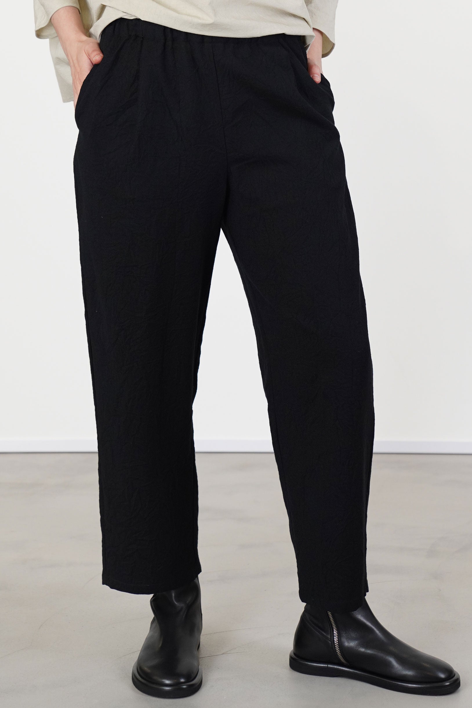 trousers crinkled virgin wool black p1002/ts990