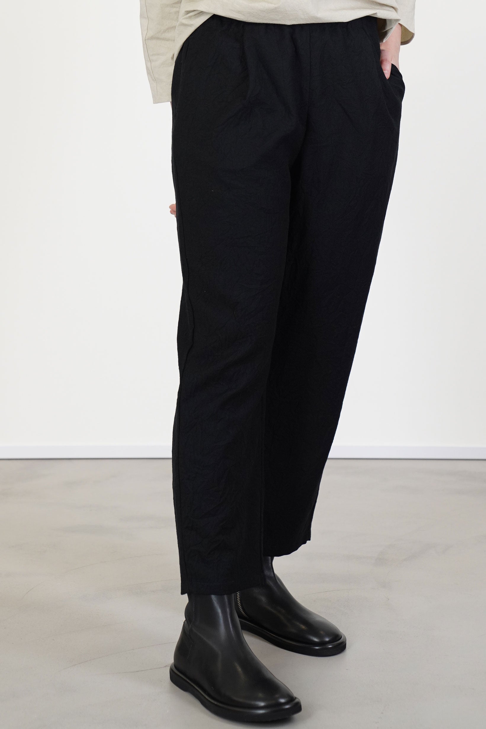 trousers crinkled virgin wool black p1002/ts990