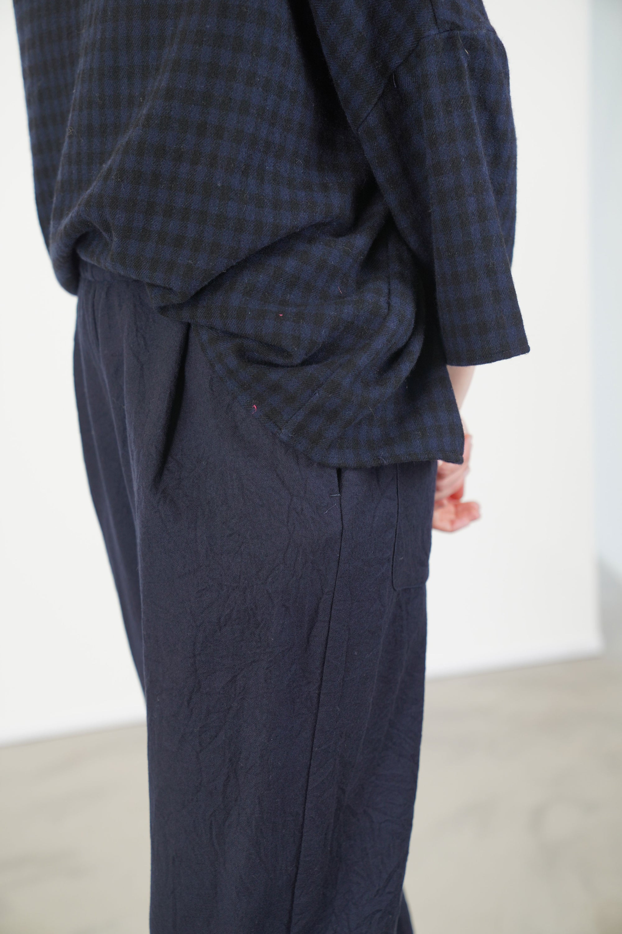 trousers crinkled virgin wool blue p1002/ts990