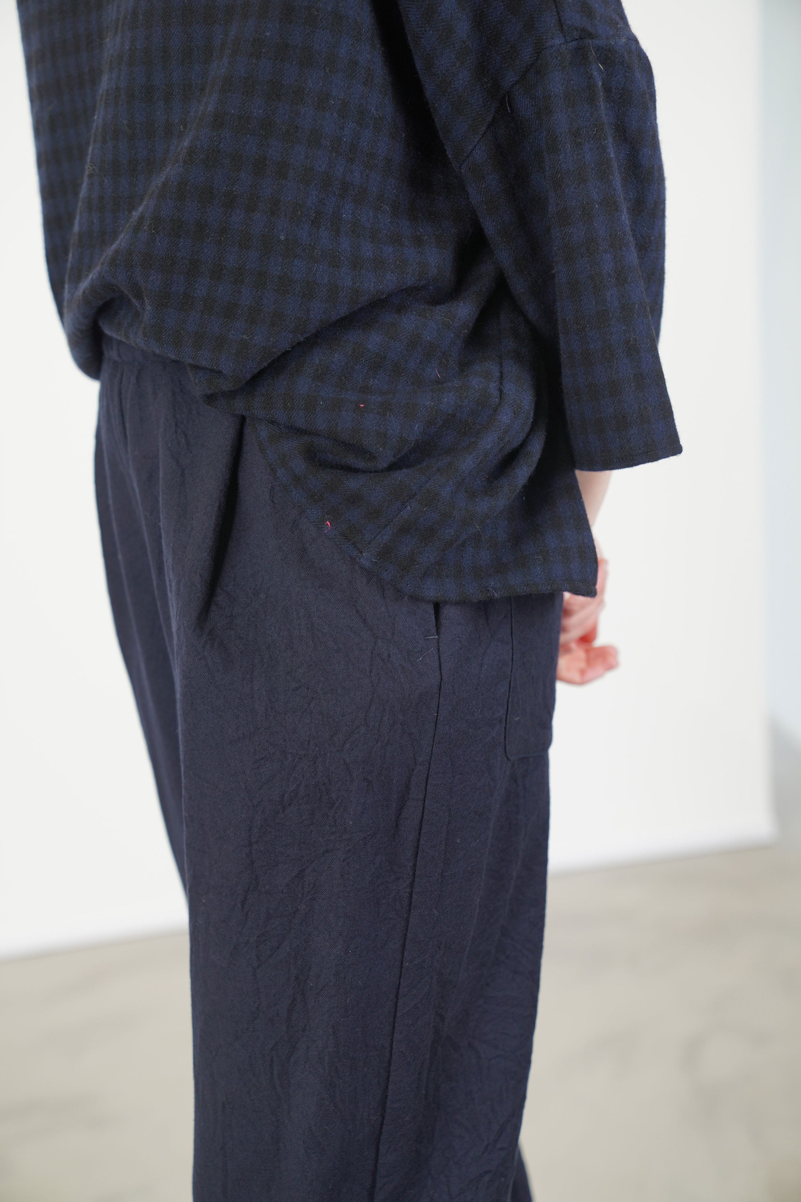 trousers crinkled virgin wool blue p1002/ts990