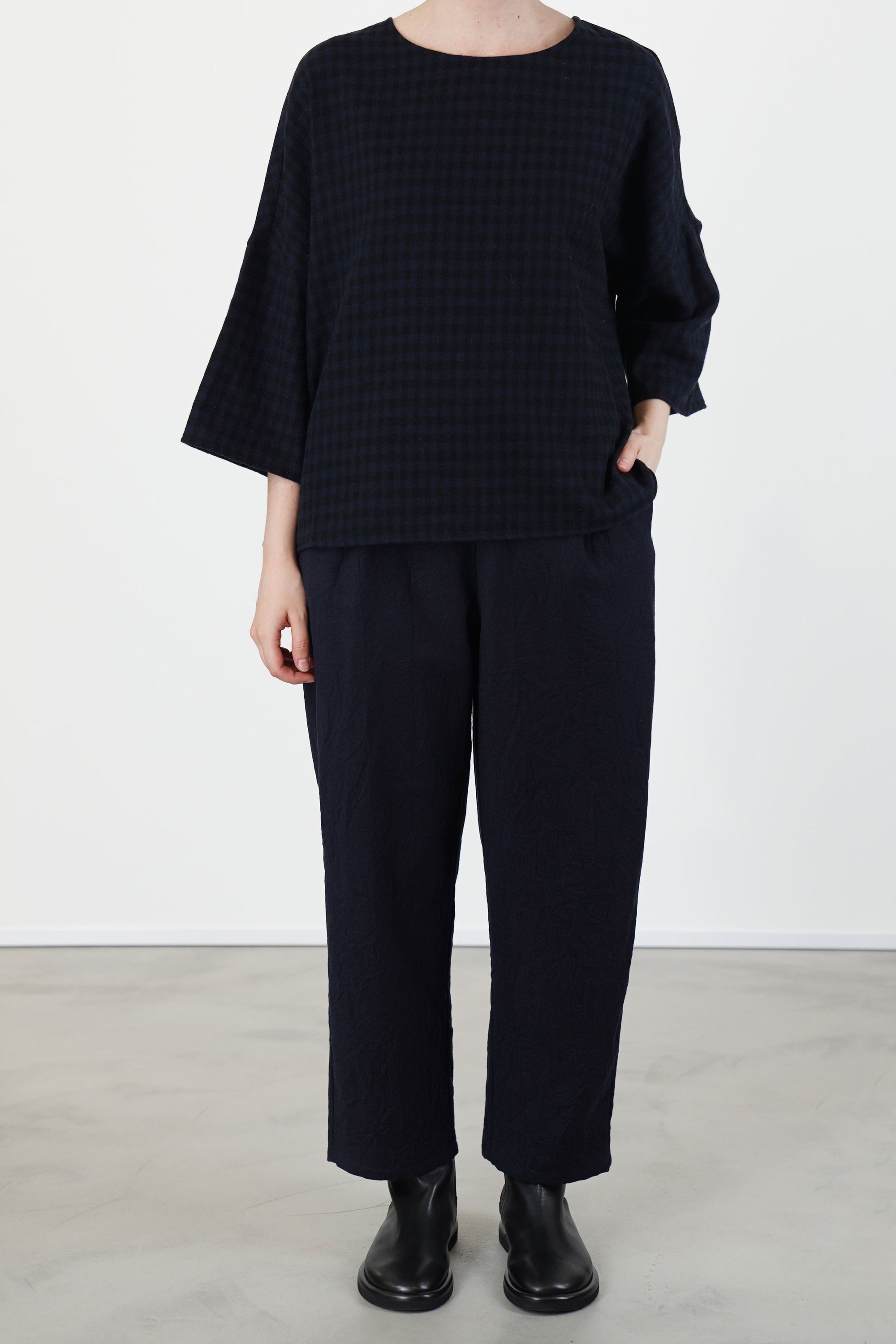 trousers crinkled virgin wool blue p1002/ts990