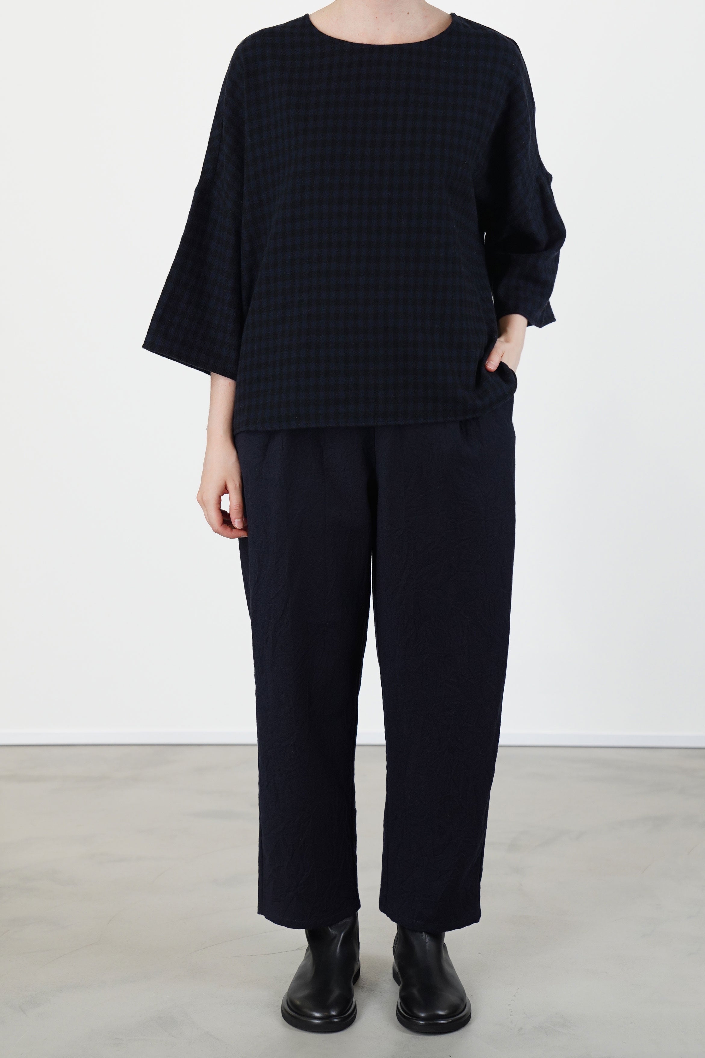 trousers crinkled virgin wool blue p1002/ts990