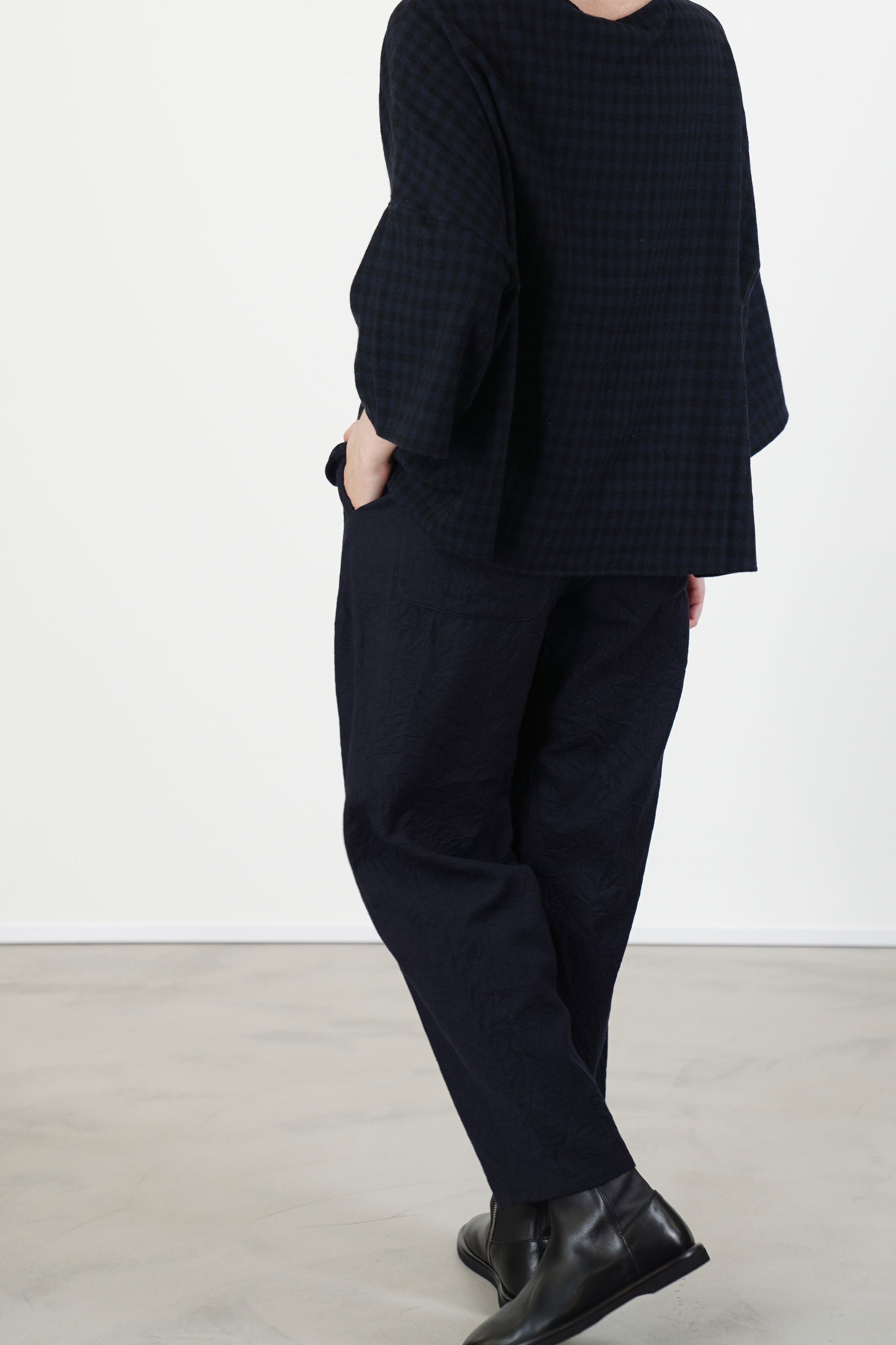 trousers crinkled virgin wool blue p1002/ts990