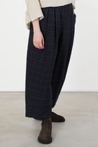 trousers virgin wool blue military check p1979/ts1008