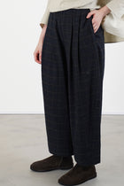 trousers virgin wool blue military check p1979/ts1008