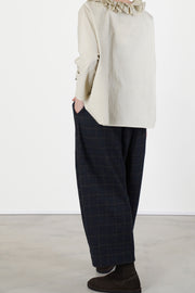 trousers virgin wool blue military check p1979/ts1008