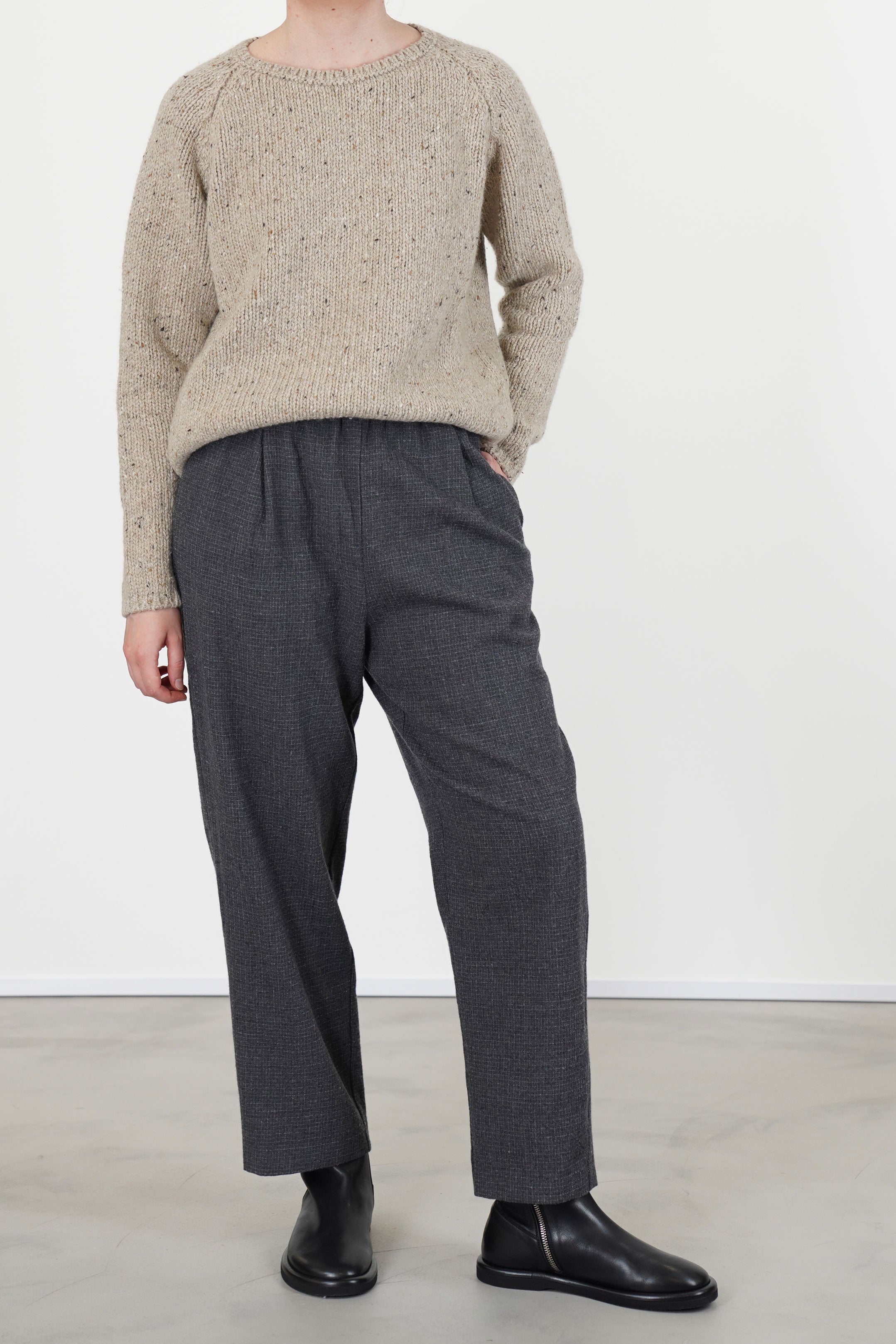 trousers virgin wool cement fine check p1002/ts1007