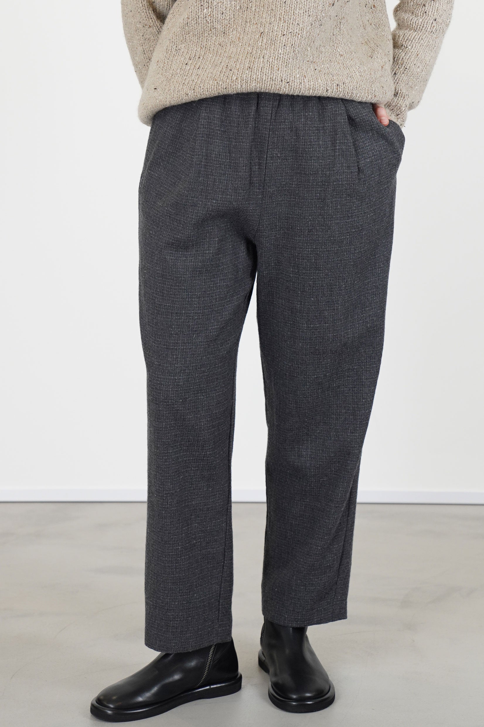 trousers virgin wool cement fine check p1002/ts1007