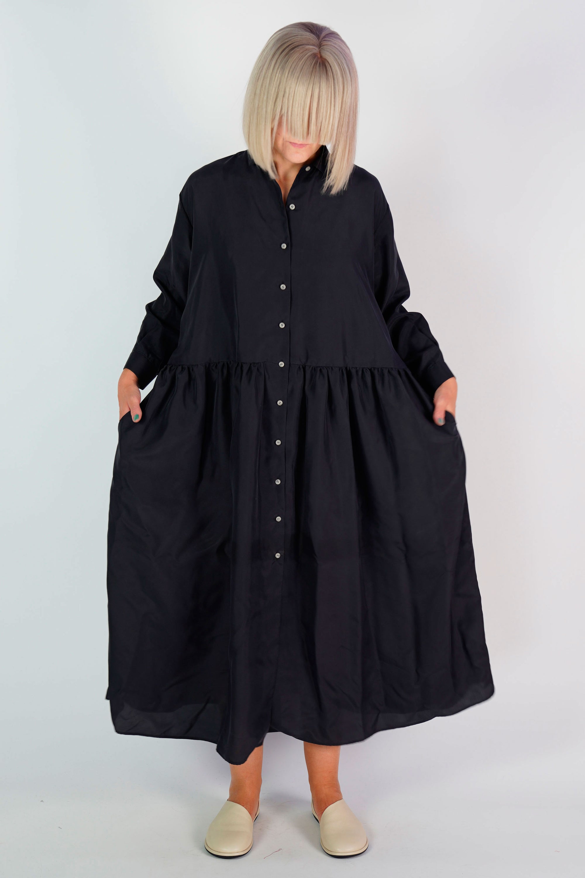 dress luce silk black