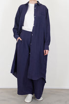 dress rita linen navy pinstripe
