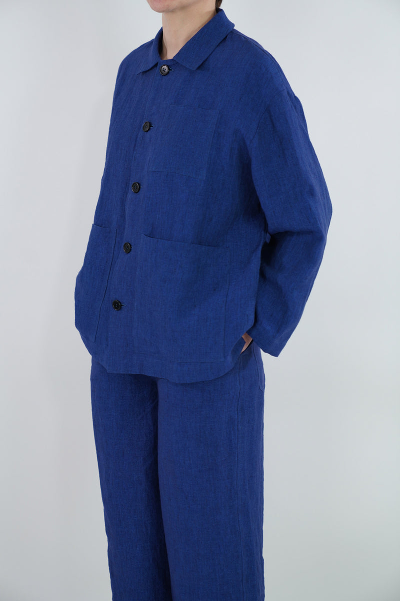 linen jacket ginestra indigo blue