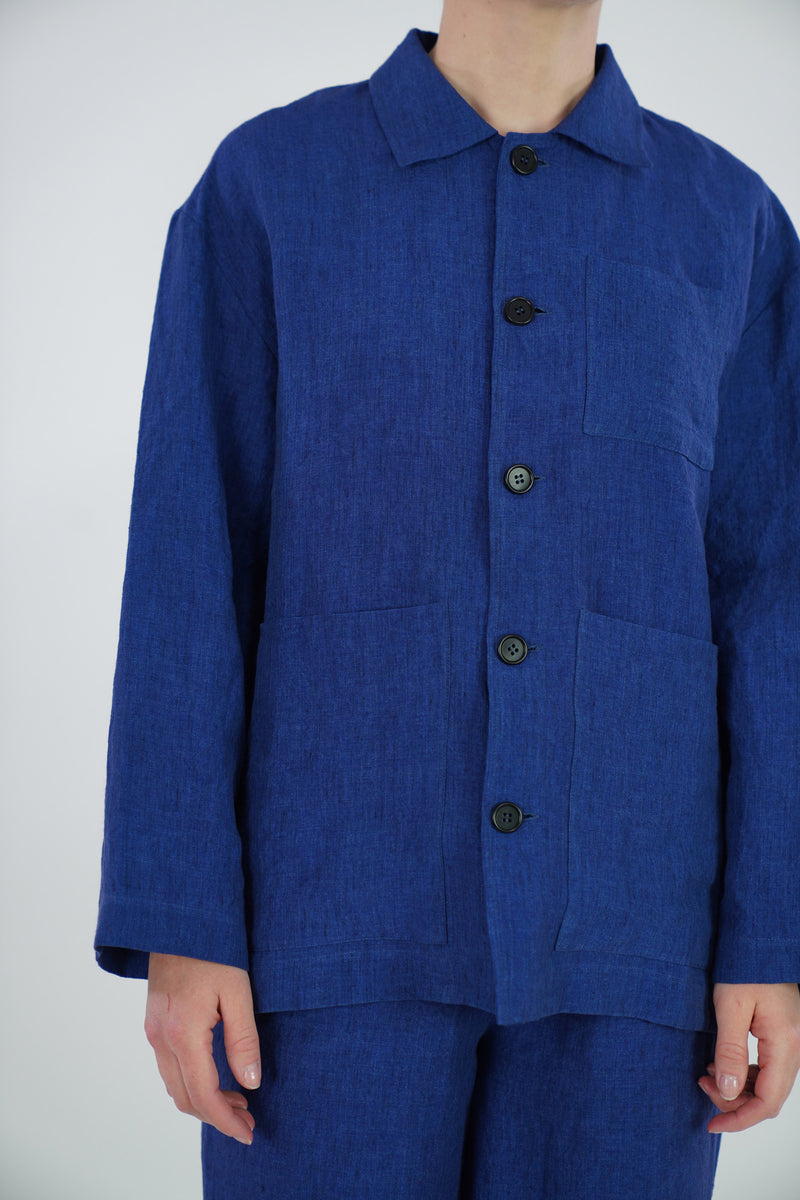 linen jacket ginestra indigo blue