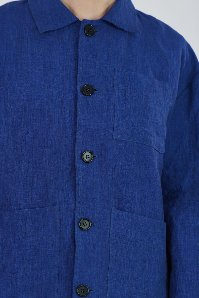 linen jacket ginestra indigo blue