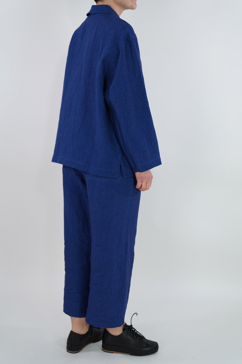 linen pants acero indigo blue