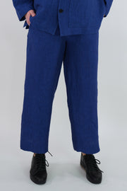 linen pants acero indigo blue