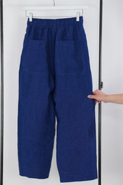 linen pants acero indigo blue
