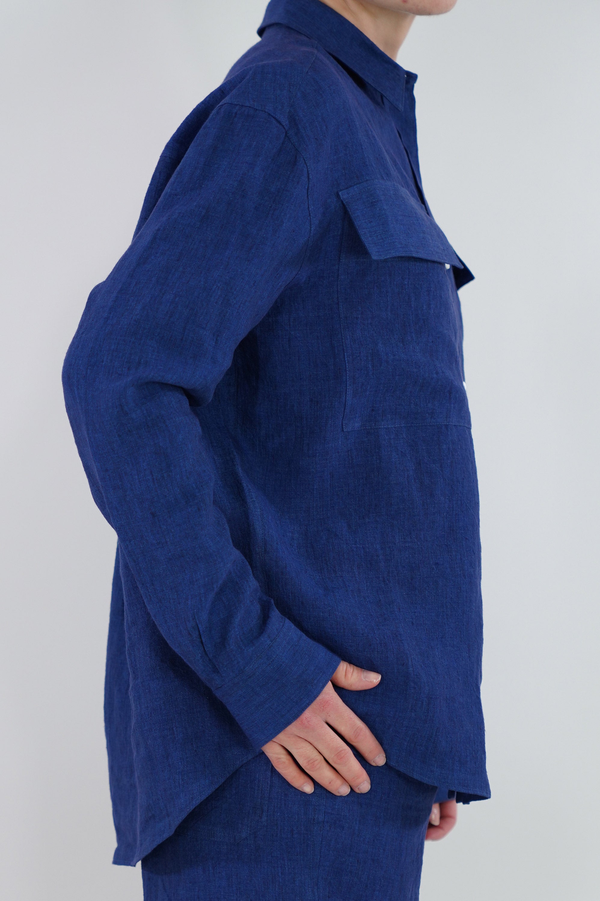 linen shirt saffiro indigo blue