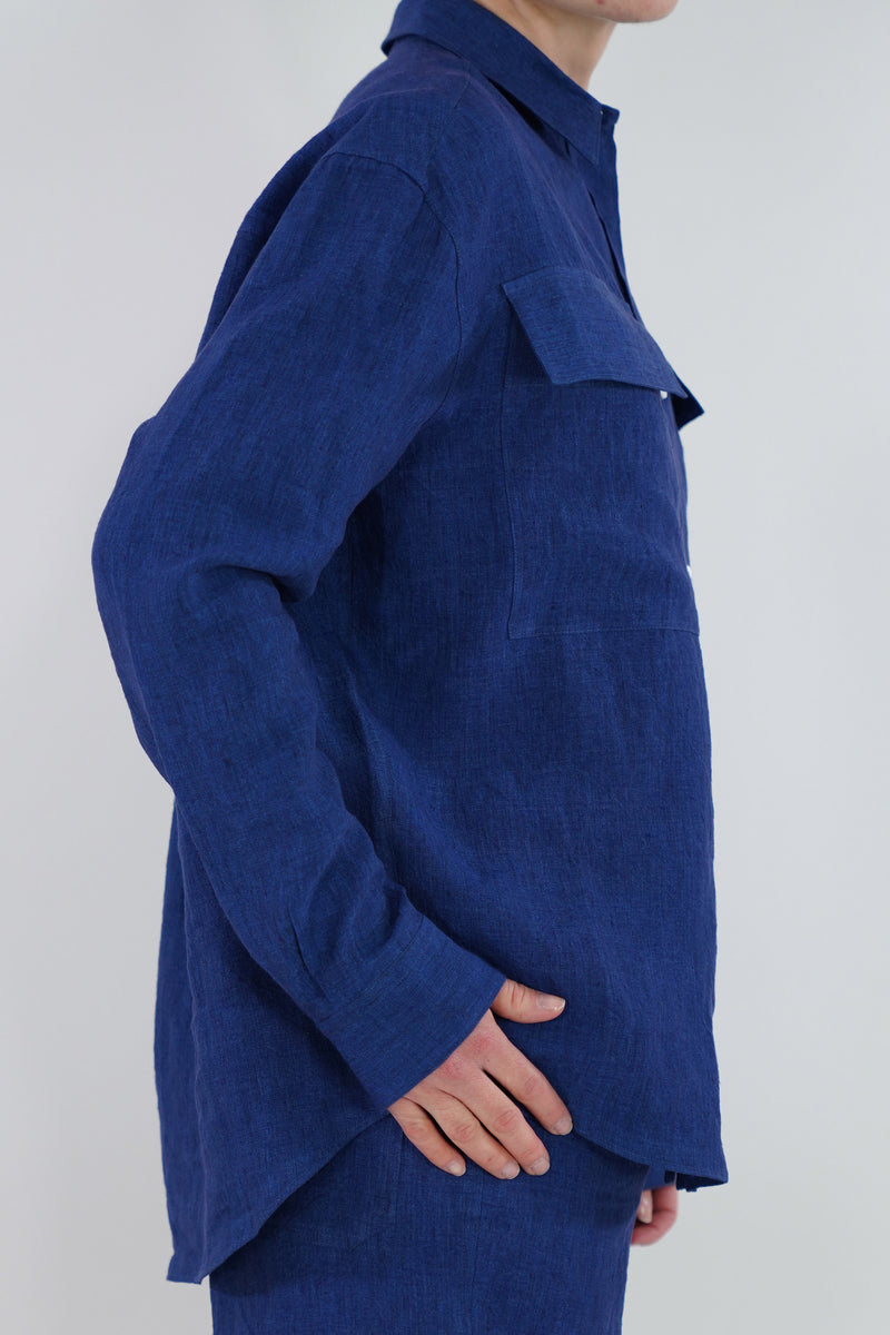 linen shirt saffiro indigo blue