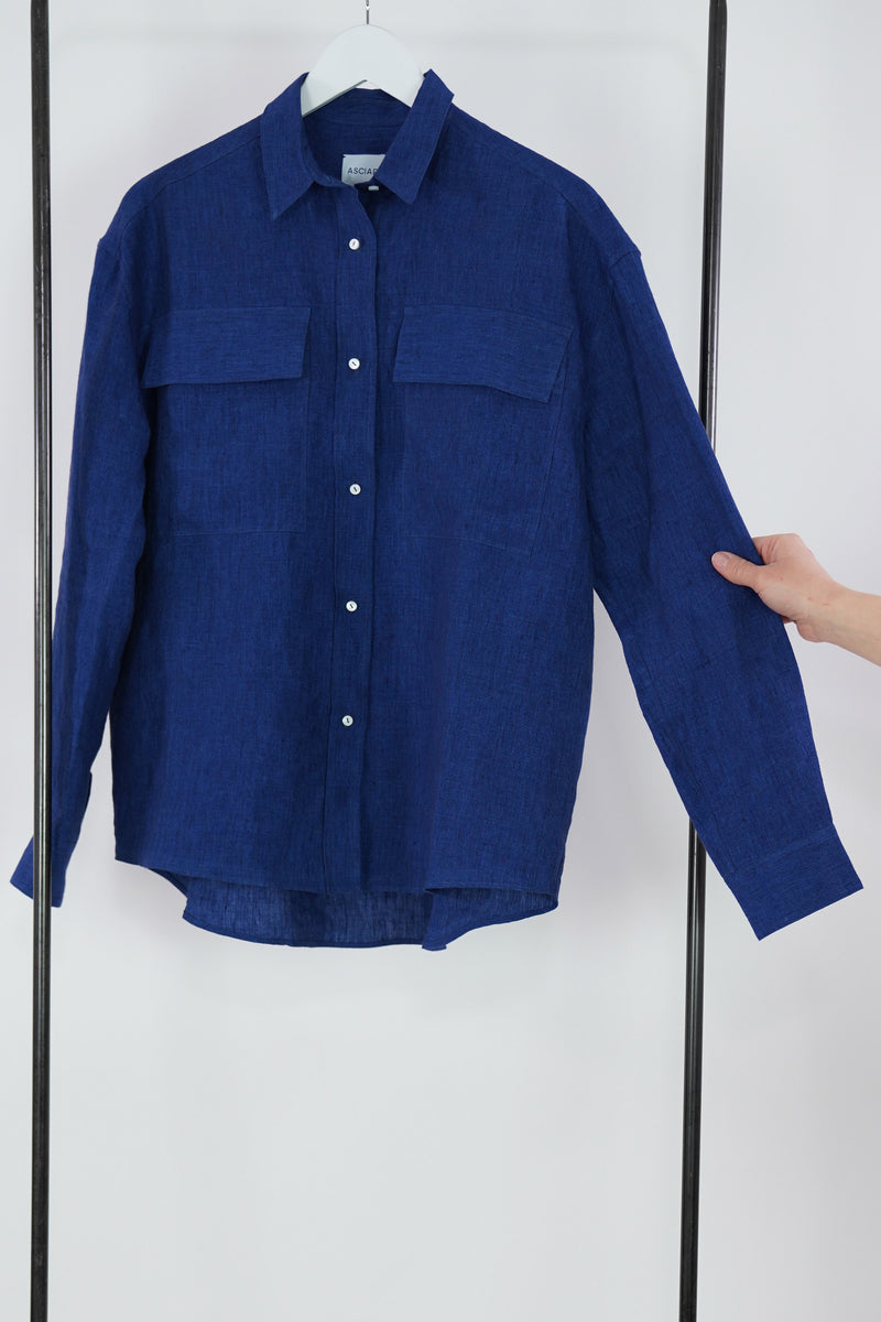 linen shirt saffiro indigo blue