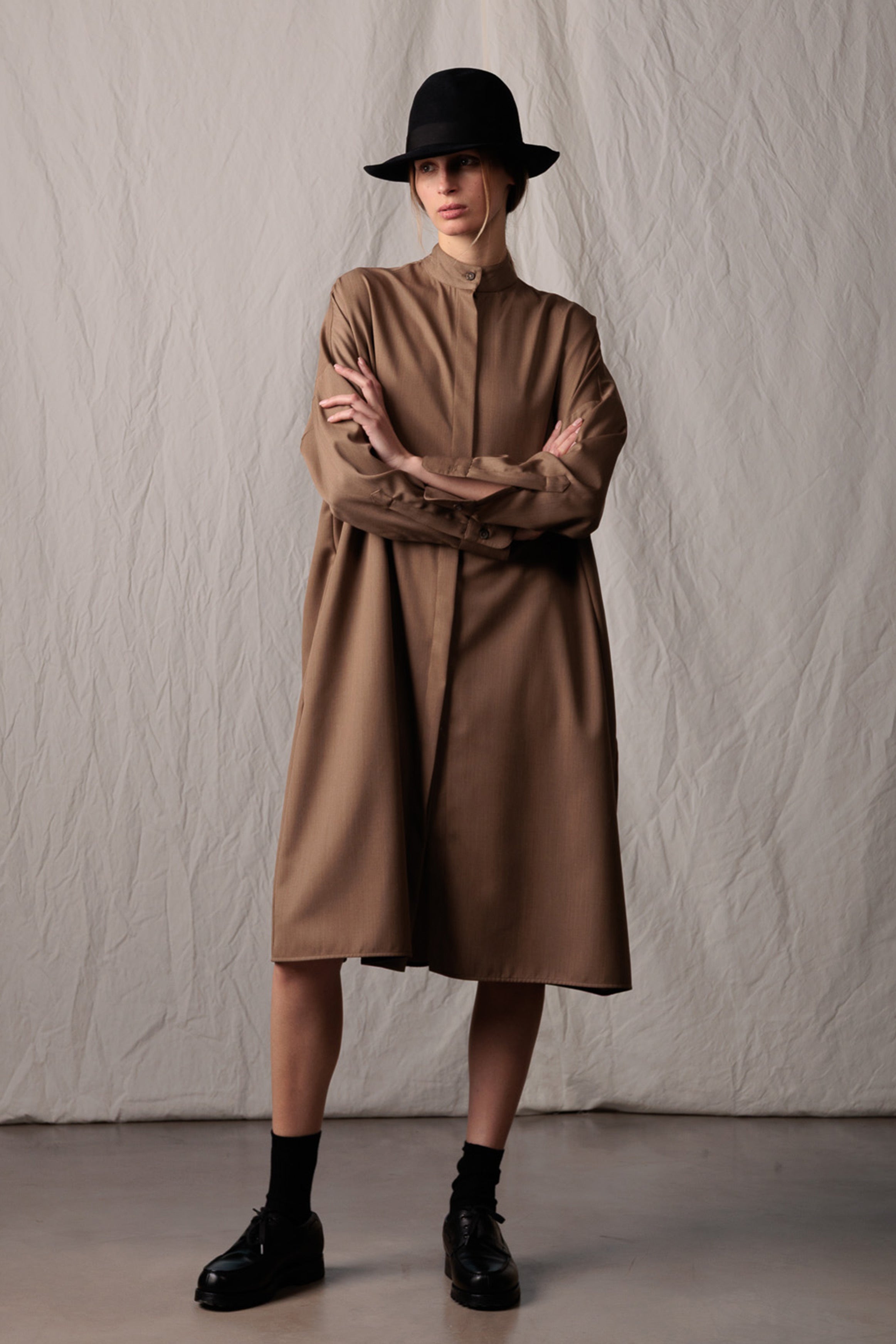 marylin wool dress coffe