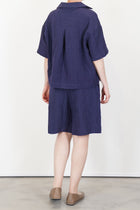 shorts lily linen navy pinstripe