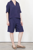 shorts lily linen navy pinstripe