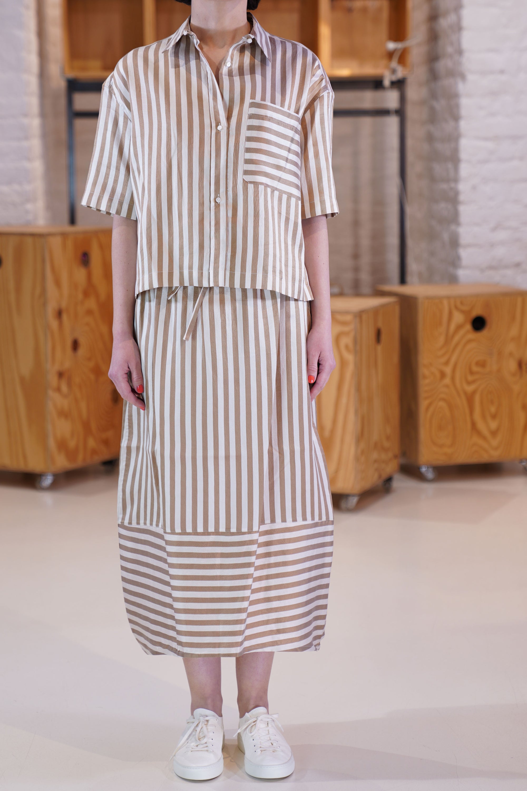 silk shirt eucalipto sand stripe
