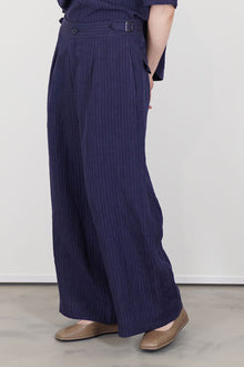 trousers lucy linen navy pinstripe