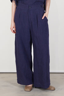 trousers lucy linen navy pinstripe