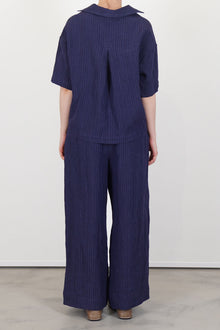 trousers lucy linen navy pinstripe