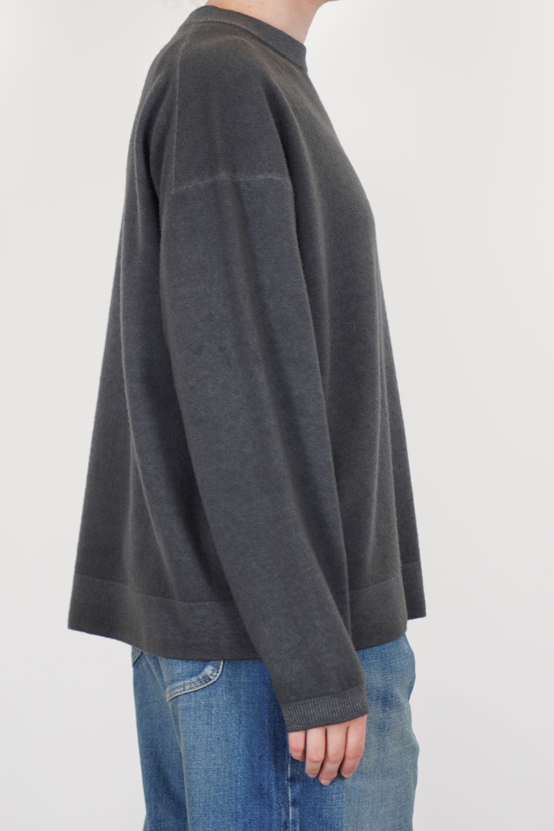 crewneck sweater wool charcoal grey