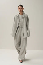 easy wide pants silk top gray