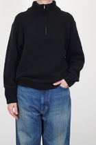 half zip sweater boucle black