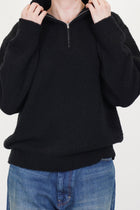 half zip sweater boucle black