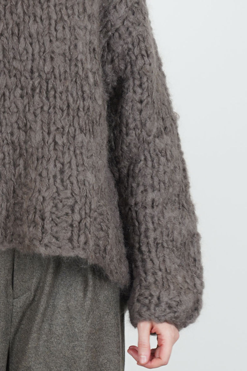hand knit oversized pullover brown