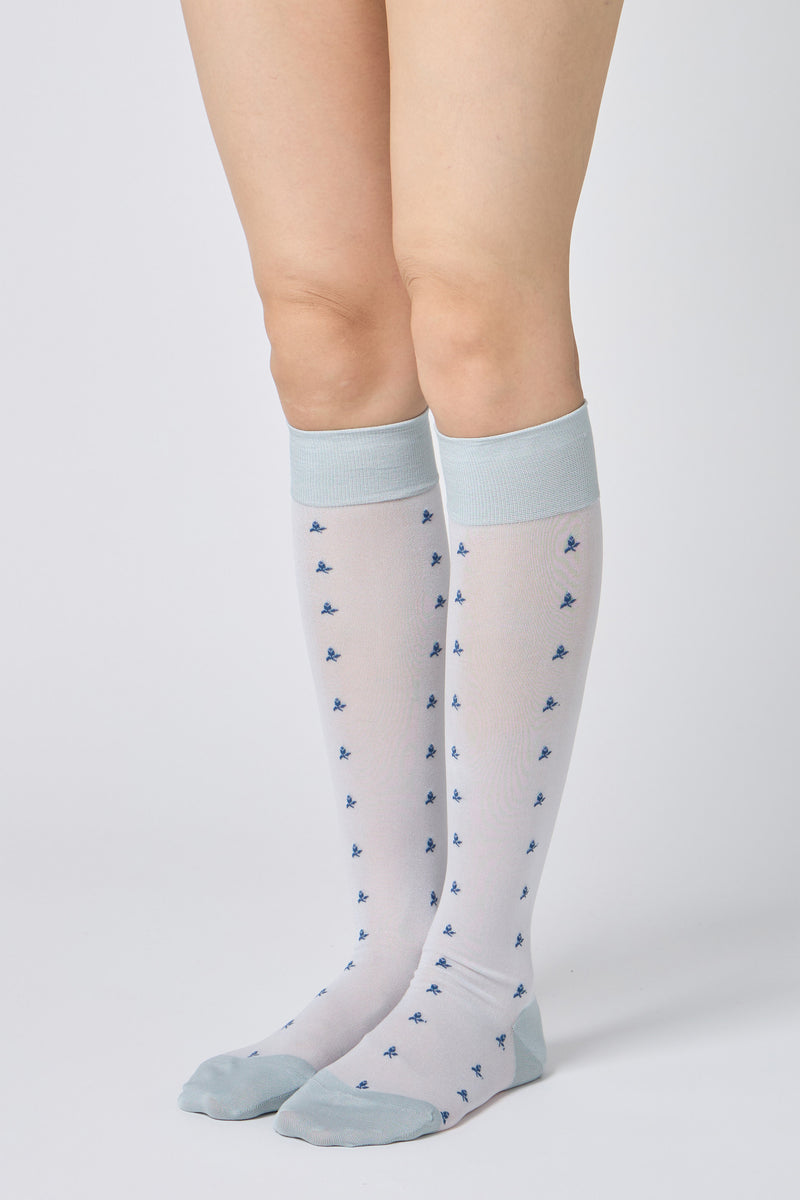tiny flower knee high socks light blue