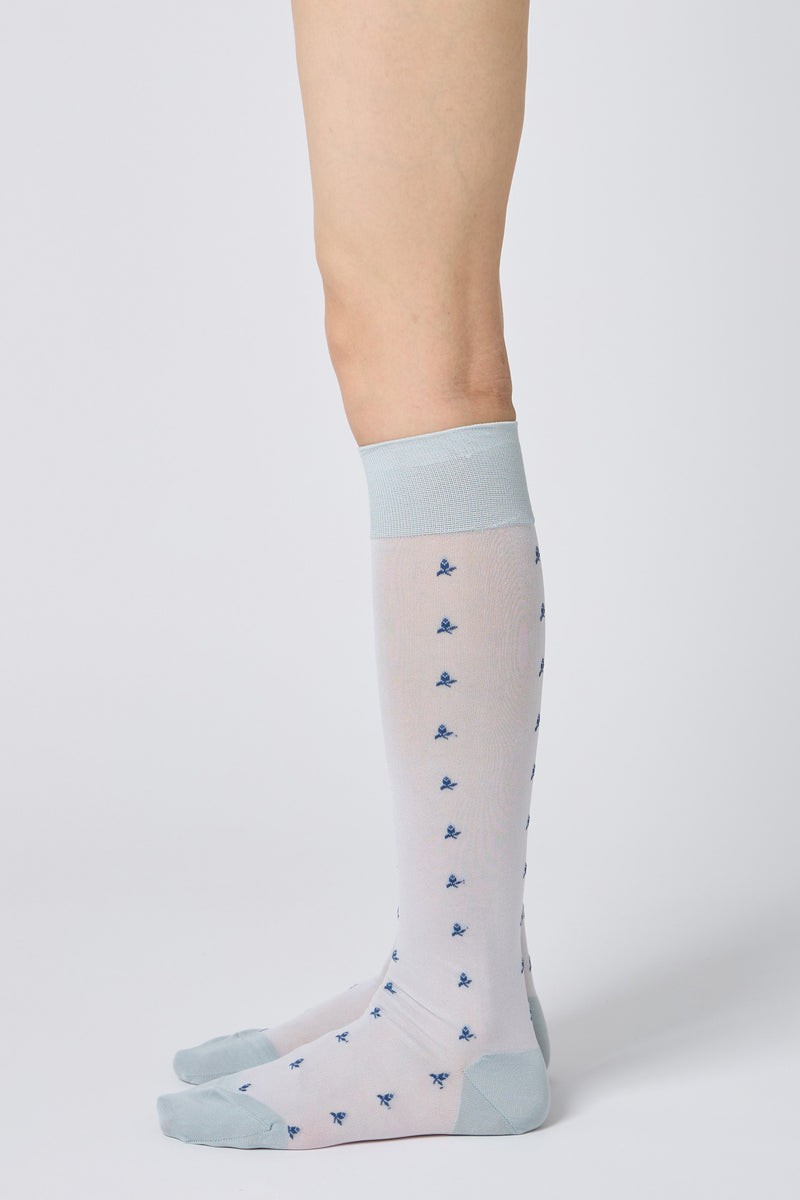 tiny flower knee high socks light blue