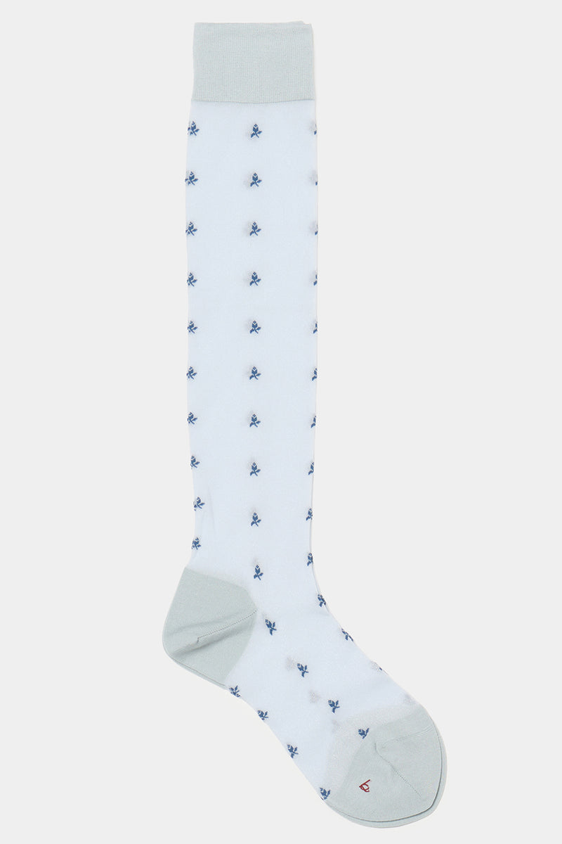tiny flower knee high socks light blue