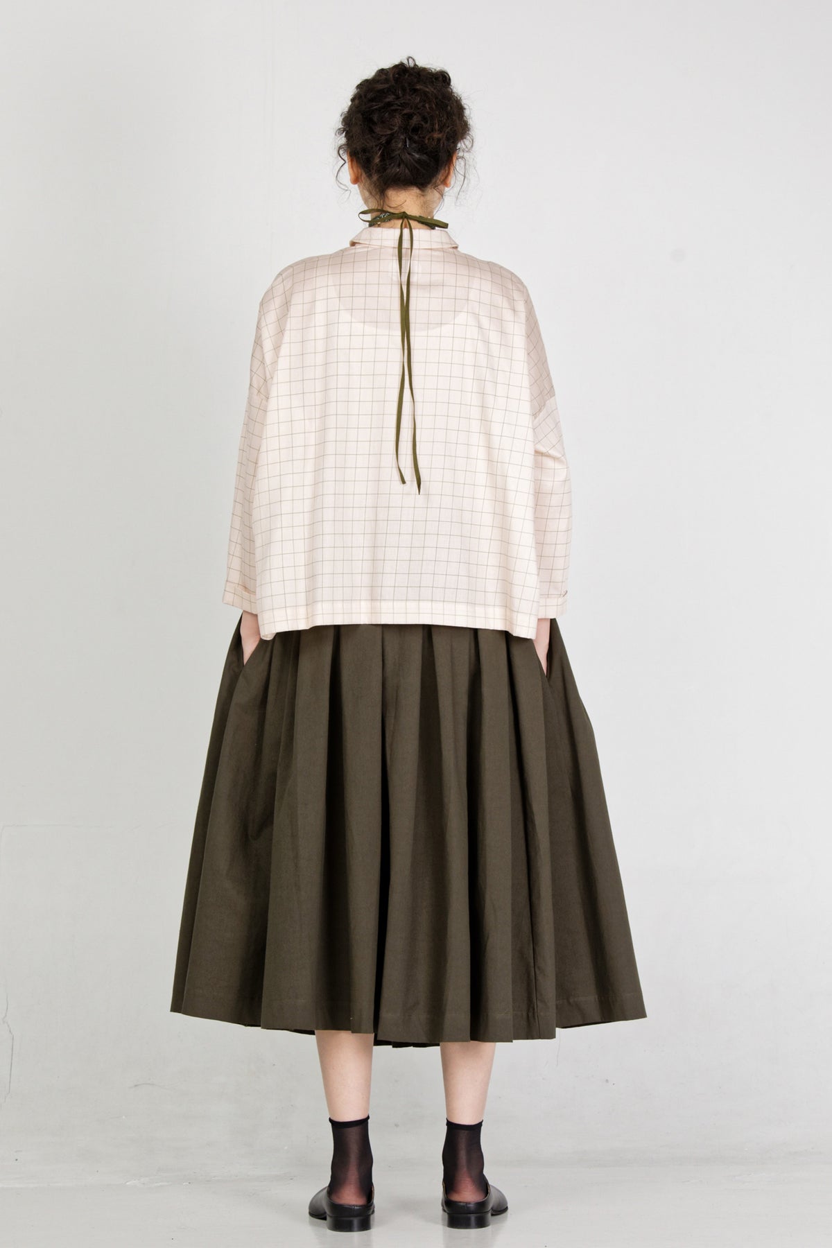 shirt brigitte peach x green check